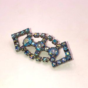 Vtg Coro Aurora AB Crystal Brooch 2.3”